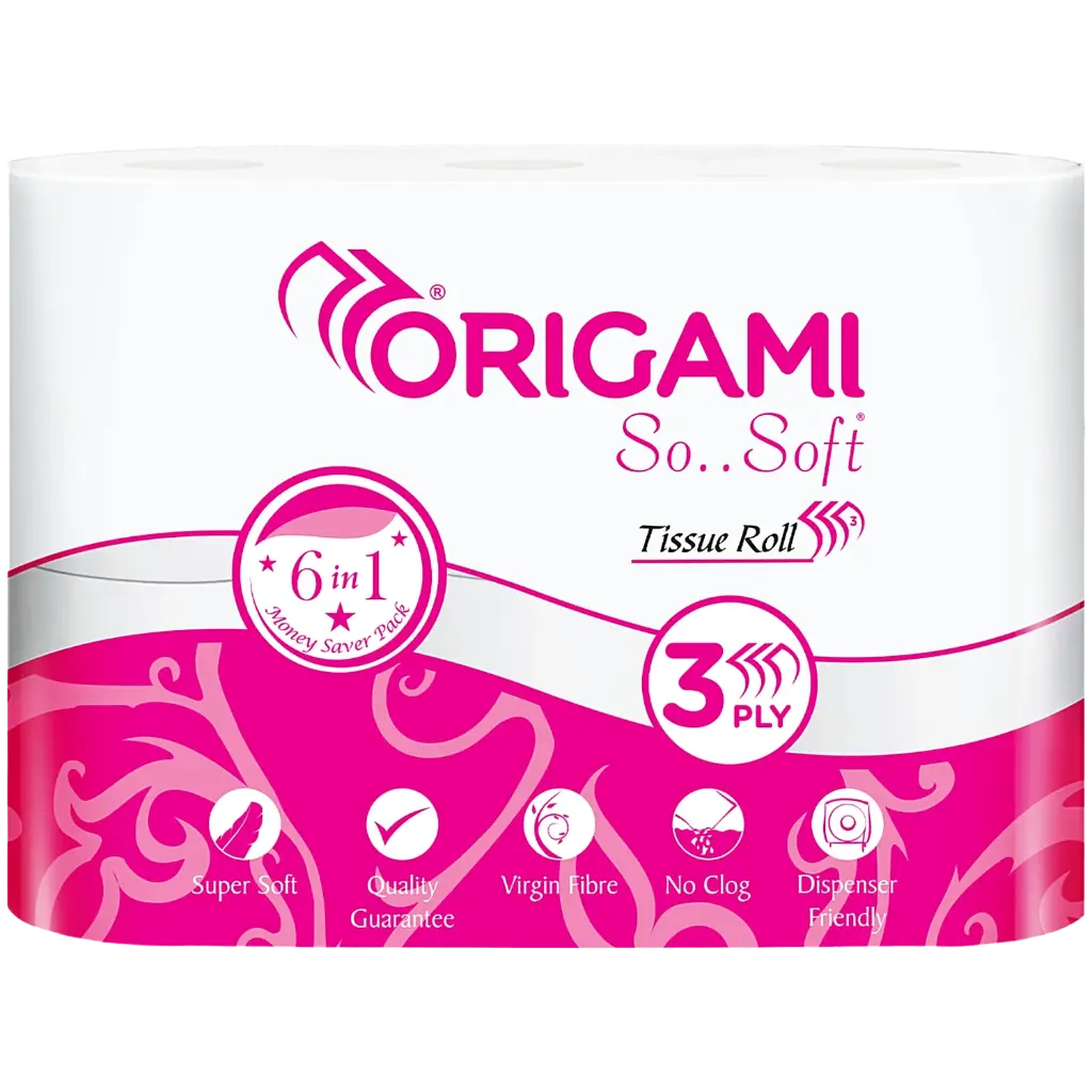 Origami Paper 3 Ply Toilet Tissue Roll 6 rolls