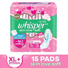 Whisper Ultra Soft Sanitary Pads - XL+ 15 pcs buy 2 get 1