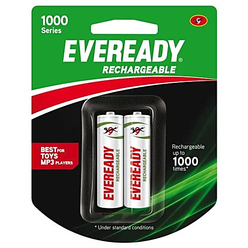 Eveready Rechargeable Battery - Plastic, 700 NiMH, AA, 1000 Series, 2 pcs Blister Pack
