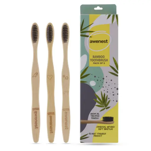 AWENEST BAMBOO TOOTHBRUSH PACK OF 3