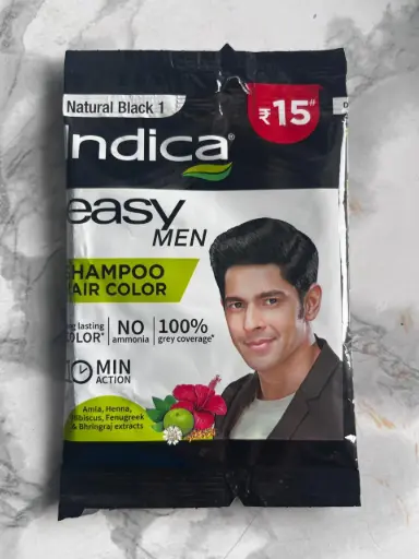 Indica Easy Men Shampoo Hair Color Natural Black 10 ML
