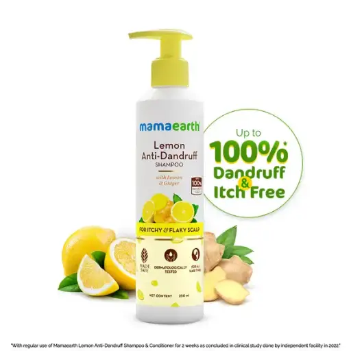 Mamaearth Lemon Anti-Dandruff Shampoo with Lemon & Ginger for Itchy & Flaky Scalp – 250 ml 