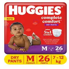 B-Huggies Complete Comfort Dry Pants Medium (M) Size Baby Diaper Pants,with 5 in 1 Comfort, 26 pcs
