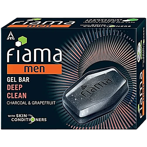Fiama Men Deep Clean Gel Bar - Charcoal & Grapefruit, With Skin Conditioners, 125 g 