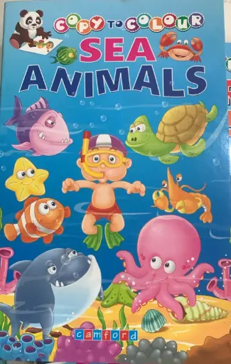 Sea animals copy colouring book