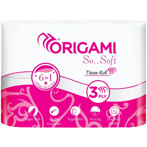 Origami Paper 3 Ply Toilet Tissue Roll 6 rolls