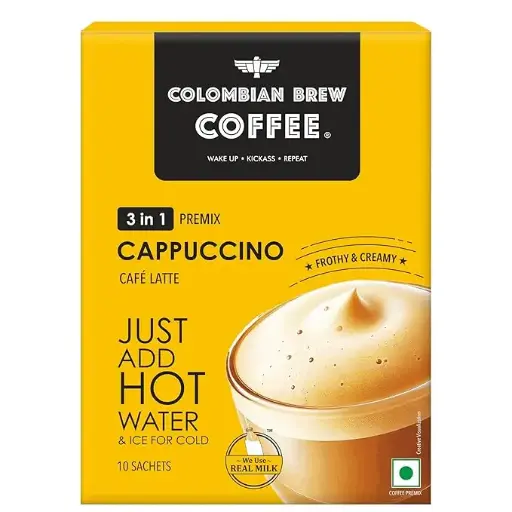 Colombian Brew 3 in 1 Premix Cappuccino Cafe Latte Instant Coffee10 x 20 Gms